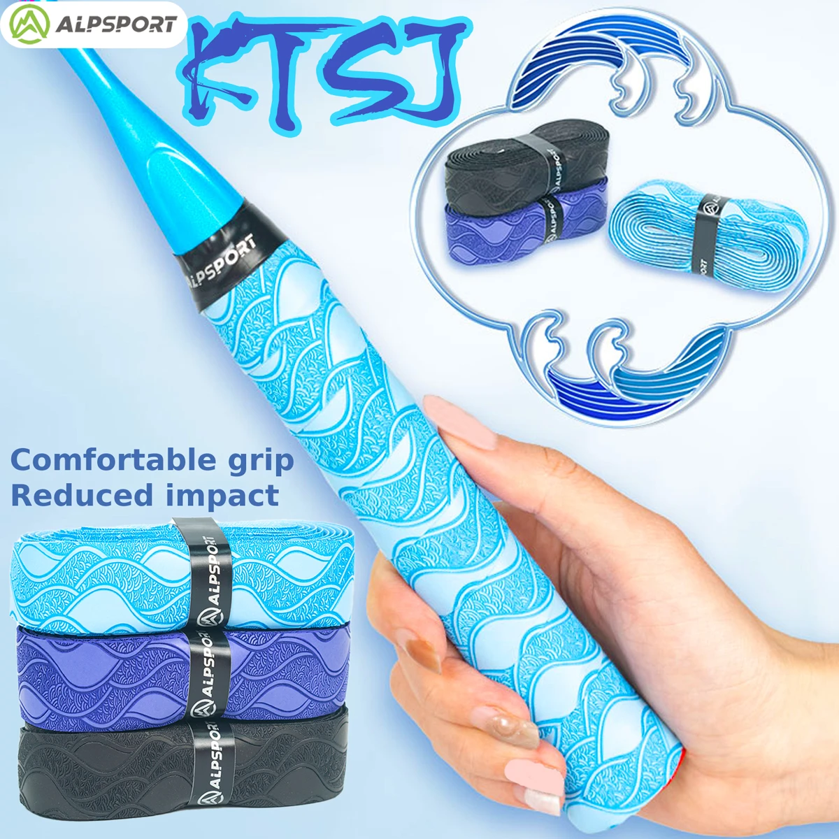 ​ ​ ALPSPORT KTSJ 2,1 m Wave Angelruten-Griffband, rutschfester, schweißabsorbierender Griff für Badminton-/Pickleball-Schläger (1 Stück) ​ ​ Image