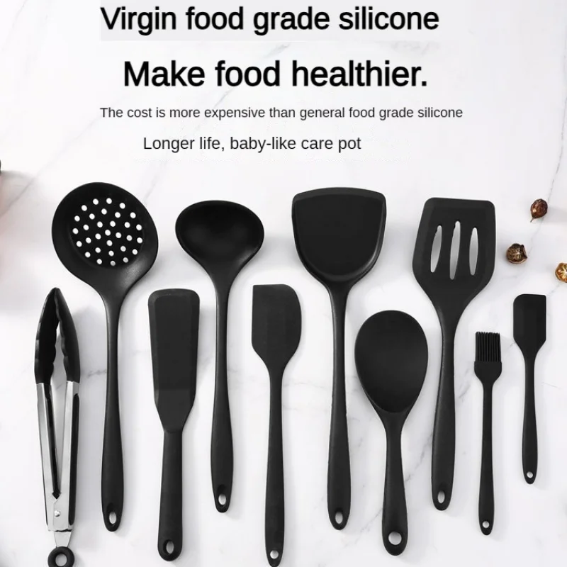 1/10-teiliges Küchenwerkzeug-Set aus lebensmittelechtem Silikon, hitzebeständiger Schlitzlöffel für antihaftbeschichtetes Kochgeschirr und Hot Pot, Mehrzweck-Sieb Image