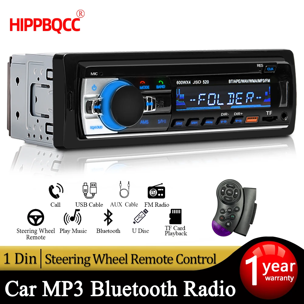 HIPPBQCC 1 Din Autoradio MP3-Player Digitaler Bluetooth-Autoradio-Player FM-Radio Stereo-Audio Musik mit Lenkradsteuerung Image