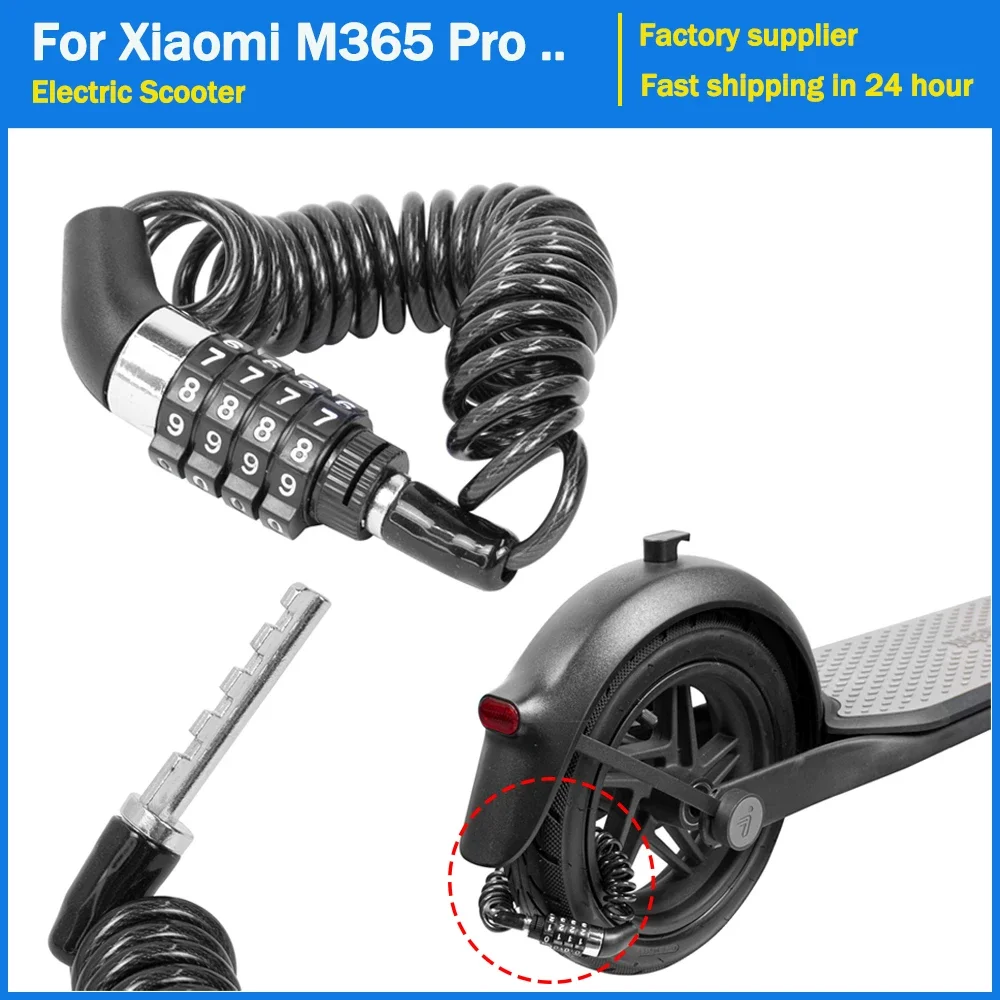 Flexible Sicherheit Anti-Diebstahl Stahl Kabel Kette Code Frühling Schloss für Xiaomi M365 Pro Pro2 Mi3 Elektrische Roller Radfahren teile Image