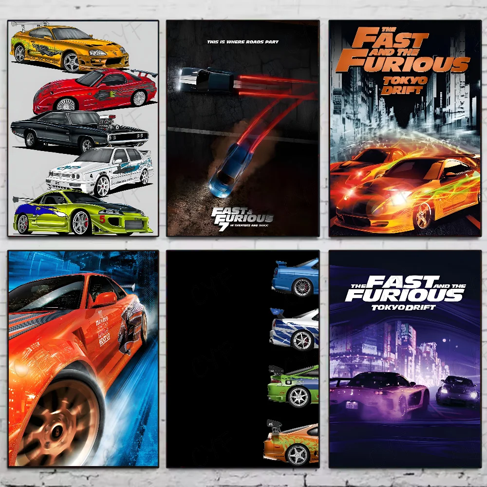 F-Fast and Furious Classic Vintage Vintage Poster HD-Kunst, klebrige Wand, wasserdicht, Zuhause, Wohnzimmer, Schlafzimmer, Bar, ästhetische Dekoration