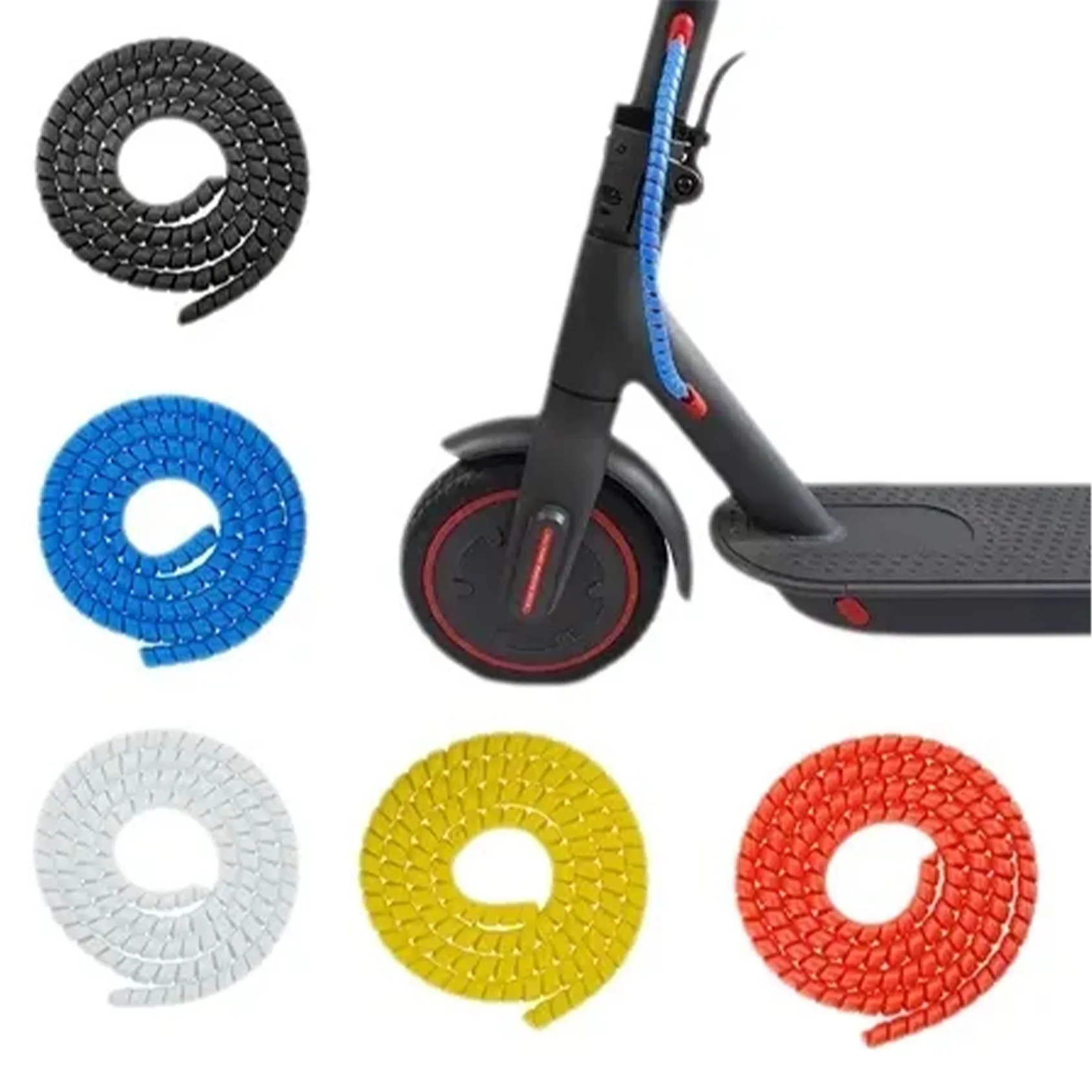 2 m Spiral-Kabelhülse, Kabelhülle, Scooter-Kabelschutz, Kabel mit Ärmeln, geeignet für Elektroroller, Fahrräder usw Image