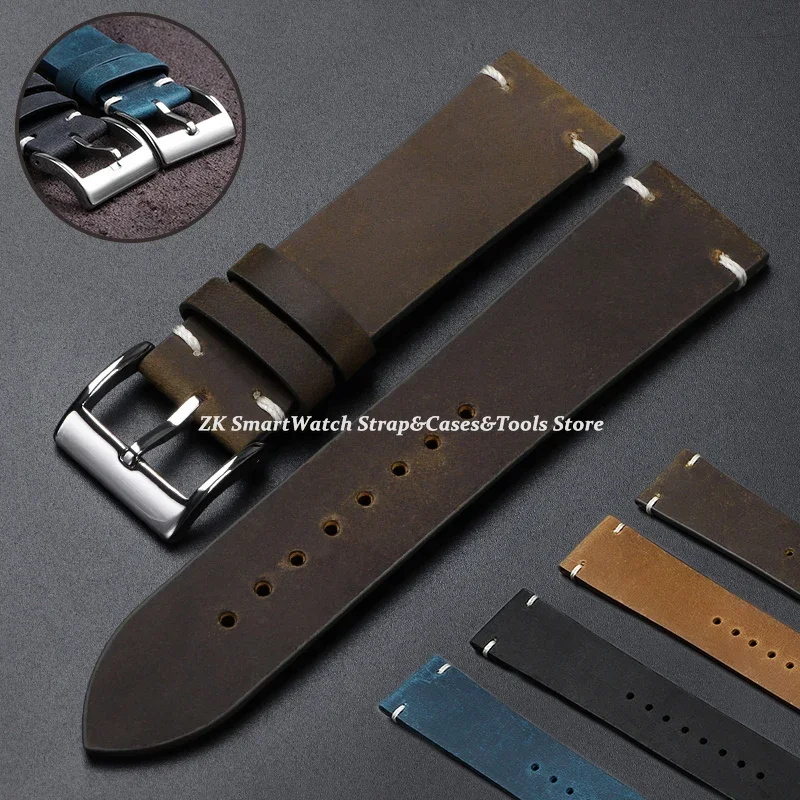Echtes Kalbsleder-Armband, 18 mm, 20 mm, 21 mm, 22 mm, 24 mm, Uhrenarmband für Samsung-Uhrenarmband für Huawei Watch Gt2/Gt3 Sportgürtel Image