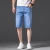 2024 Männer knielange weiche hellblaue Casual Shorts Sommer marke Stretch dünne hochwertige Baumwolle Denim Jeans plus Größe 28-46