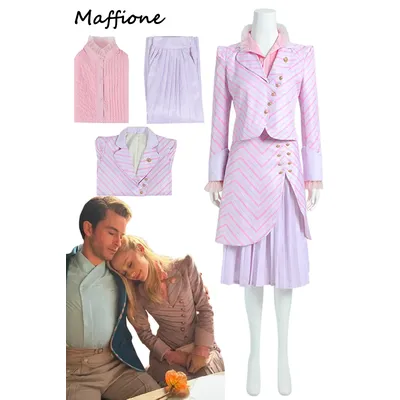 Böse Glinda Cosplay Streifen Kostüm Frauen Disguise Rosa Mantel Rock Vollen Satz Weibliche Image