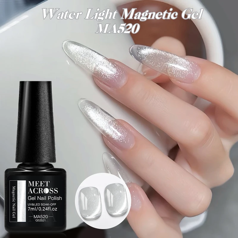 MEET ACROSS 7 ml Water Light Cat Magnetischer Nagelgellack Super Shine Mirror Effect Glass Jelly Nail Art Maniküre Lacke Image