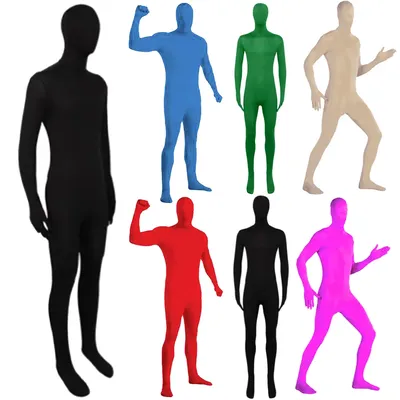 Zentai Cosplay Fantasy Kleidung Ganzkörper Schwarz Rot Grün Enge Anzüge Catsuit Bühnenkostüm Image