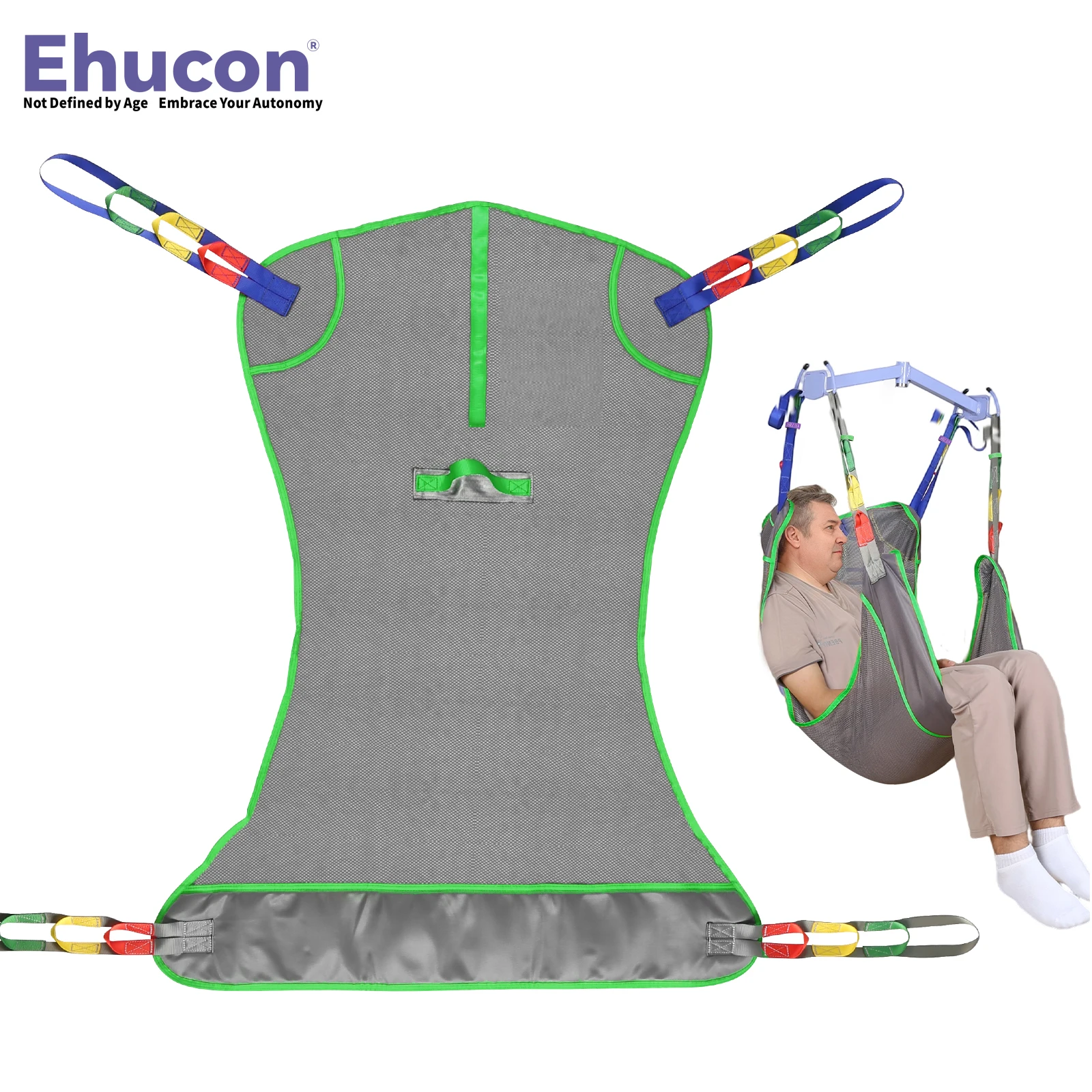 Ehucon Universal-Ganzkörper-Patientenliftschlinge, medizinischer Hebeschlinge für die Positionierung von Betten, Unterstützung und Übertragung von Behinderten Image