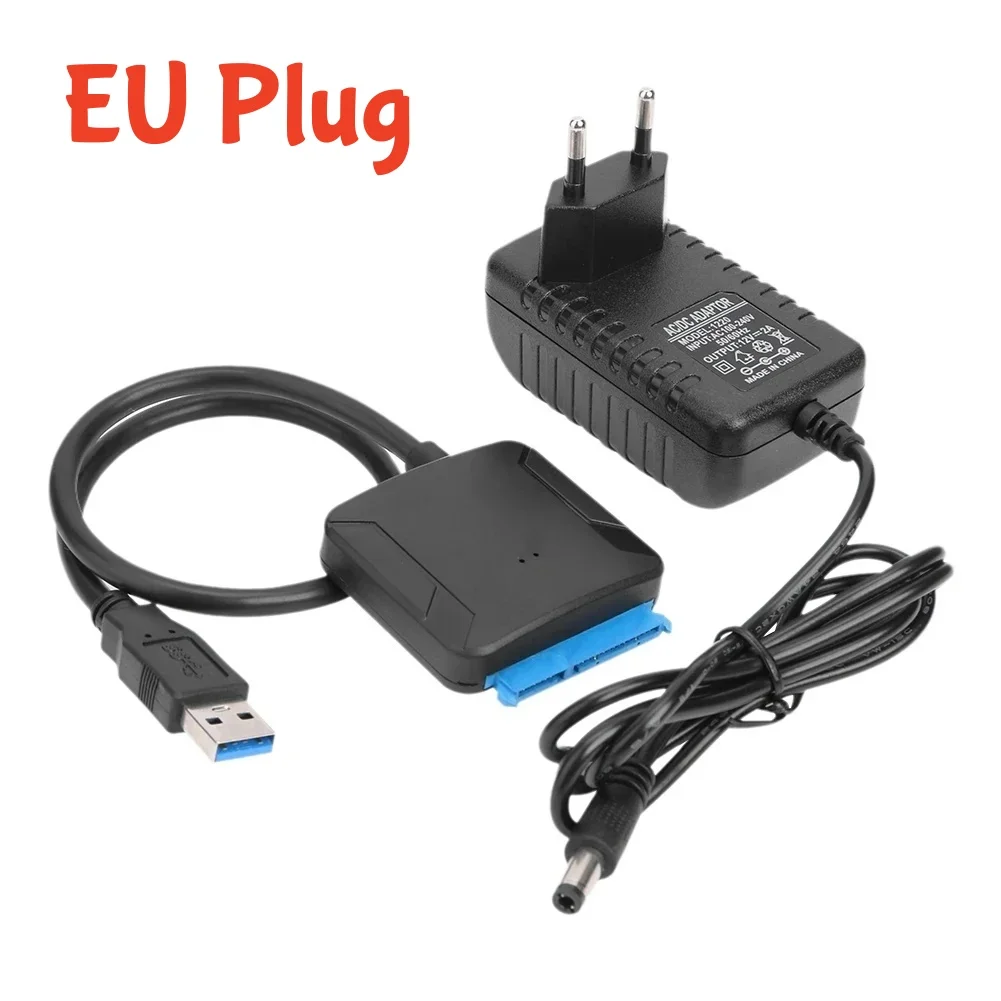 Cavo da USB 3.0 a SATA Convertitore adattatore per disco rigido SATA III per disco rigido HDD SSD da 2,5 "3,5" con adattatore di alimentazione 12V/2A