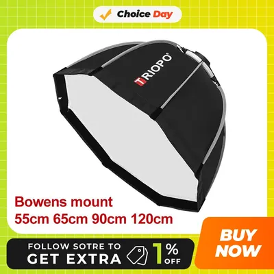 Triopo K2 55cm 65cm 90cm Photo Bowens Mount Portable Octagon Umbrella Outdoor SoftBox + Carrying Bag