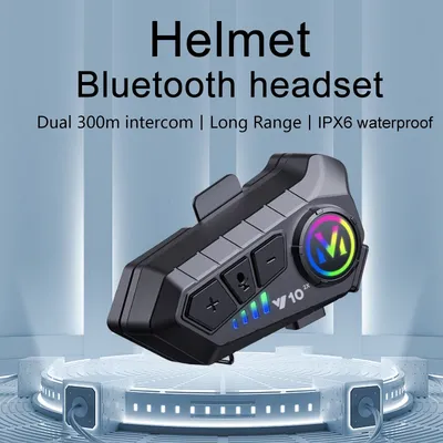 2PCS Y10 2x Motorcycle Intercom Headset Helmet BT 5.3 For 2 Riders Intercommunicator 300M Waterproof