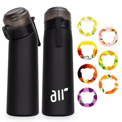 1pc Air Water Bottle With 1pc Random Flavor Pods Portable Transparent Water Cup With Straw Leak