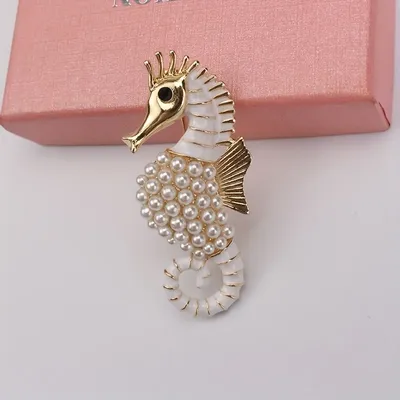 full diamond seahorse brooch marine creature pins women's clothing accessories