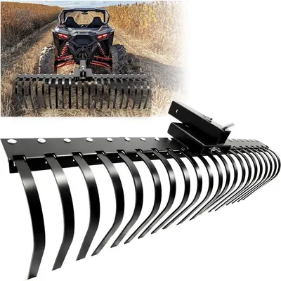 KUAFU 60 Inch Landscape Rake Pine Straw Rake Tractors Rake Fit for 2 Inch Receiver ATV UTV SxS