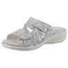 Pantolette WALDLÄUFER "HERIA", Damen, Gr. 8,5 (42,5), sanftes weiß multi, Nubukleder, geblümt, casual, Schuhe, Sommerschuh, Komfortschuh, Hausschuh in Weite H, mit Klettverschlüsse