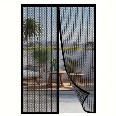 TEMU Contemporary Magnetic Screen Door - Self-sealing, Heavy Duty, Mesh Partition - Satin Weave, Material, Space-themed, For Room Types, No Electricity Or Battery Needed Image