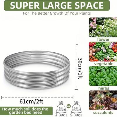 TEMU Classic Galvanized Garden Bed Set: 2 Round Large Metal Raised Garden Beds For Vegetables, 2' X 2' X 1' Feet Image