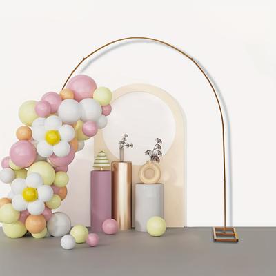 TEMU Metal Wedding Arch, 7.5 Ft Curved Stand Replacement Stand, Balloon Arch Backdrop Arch Stand For Weddings, Garden, Yard, Indoor Outdoor Party Decoration, 2.3 M X 2.3 M (gold) Image