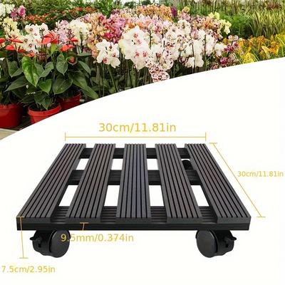 TEMU 2pcs 30cm Wpc Plant Roller Load Capacity 100kg Flower Roller Rolling Board Plant Flower Pot For Outdoor And Indoor Use Coaster With Castors Lockable For Plants Brown Image