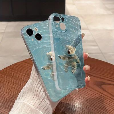 TEMU A Tpu Transparent Case With Cartoon Fun Swimming Polar Bear Pattern Full Protection Mobile Phone Case For Pixel 6a/pixel7a/pixel7pro/pixel8a/pixel8pro/pixel9pro Couple Unisex Popular Ins Style Image