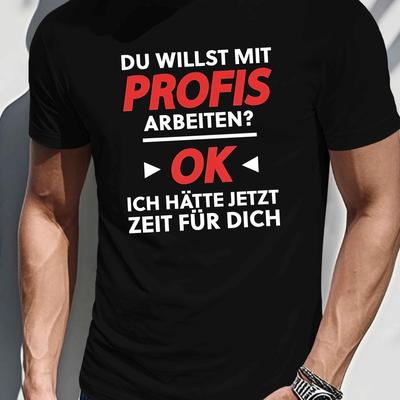 TEMU Humorous German Question Polyester T-shirt - Casual Crew Neck Short Sleeve Top With Stretch Knit Fabric For Summer - Regular Fit Adult Tee Image