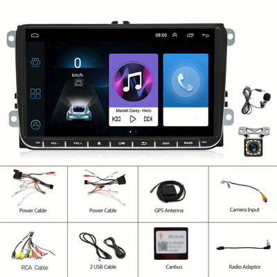 TEMU 9-inch For 13 Double Din Car Radio Gps Navigation Multimedia Player Wifi Usb Autoradio For Vw For For Golf For Mk5 For Mk6 For T5 For For For Seat +rear View Camera (optional) For Car Image