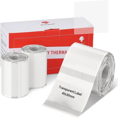 TEMU Phomemo 3 Roll Transparent 40mm X 60mm Clear Self-adhesive Label For Phomemo /m110/m220/m221/m120 Label Maker, 230 Labels/roll, Clear Image