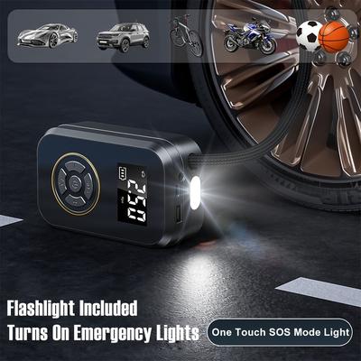 TEMU Portable Tire Inflator - Electric Car Air Pump Mini Wireless Tire Inflation Pump Inflator - Usb & Battery Powered Air Compressor For Cars, Motorcycles, And Bicycles With Digital Display Image