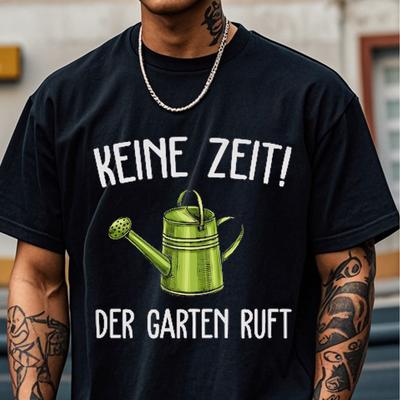 TEMU Men' Graphic T-shirt | 100% Cotton | Crew Neck | Breathable & Soft | Humorous Garden Watering Can Print | Machine Washable | Casual Wear | Made In Usa, Apparel | Modern | Knitted Texture Image