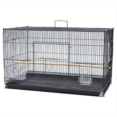 TEMU Luxury British Villa Bird Cage - Stainless Steel, Indoor/outdoor, Spacious & With Easy- Door, Includes Wooden & Feeding Cups Image