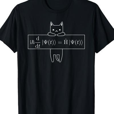 TEMU Quantum Mechanics, Physics, Schr?dinger , Cat T-shirt Image