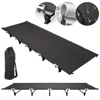 TEMU Heavy-duty Aluminum Alloy Folding Camping Cot With Waterproof Mat & Non-slip Feet - Portable Outdoor Bed For Adults, Easy Setup & Takedown, For Camping, Backyard, Beach, Camper Accessories Image