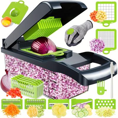 TEMU -in-1 Vegetable Slicer, A Multi-functional Vegetable Slicer, Vegetable Chopper With 7 Interchangeable Blades, Used For Slicing Garlic, Vegetables, Carrots, Potatoes, Onions, And Garlic. Image