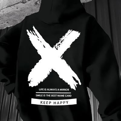 TEMU Men's Casual Hooded Sweatshirt With Back Print, Suitable For Autumn And Winter. Image