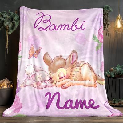 TEMU Custom Name Blanket - Flannel Throw With & Design, Lightweight Home Decor For Sofas, Beds, Travel, Camping & Offices - Personalized Bedding In Pink, 3 Sizes (80x120cm, 130x150cm, 150x200cm) Image
