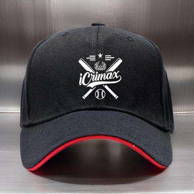 TEMU 1pc Icrimax Black Baseball Cap - Adjustable Unisex Peaked Hat With Logo, Outdoor Sports, Travel, Hiking & Casual Wear, Hiking Hat Image