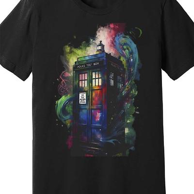 TEMU Men's Graphic T-shirt - Black Short Sleeve Cotton Tee With Vibrant Police , Casual Round Neck, Machine Washable, Fit Image