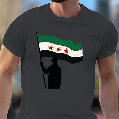 TEMU Men's Casual Short Sleeve T-shirt - Turkish Flag Silhouette Design, Royal Blue, Lightweight Summer Tee For Adults, Machine Washable Image