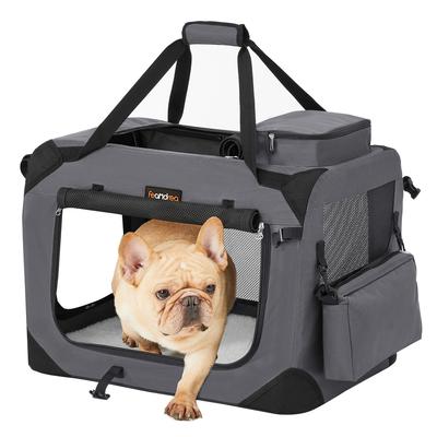 TEMU Foldable Dog Box, Transport Box For Dogs, Dog Bag, Oxford Fabric, Breathable And Portable, Metal Frame, With Handles, Suitable For Traveling, Camping, And Hotels Image