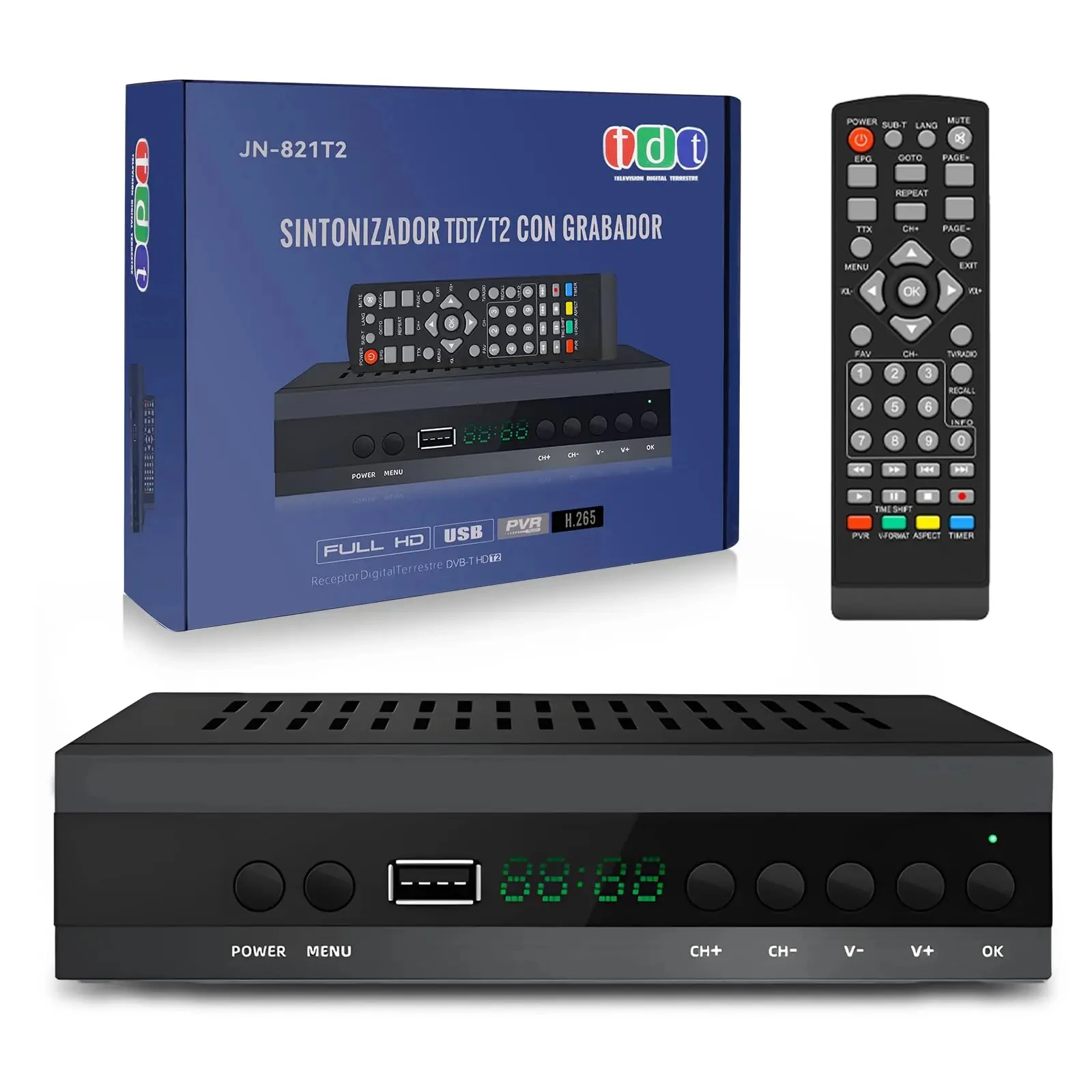JN812 H.265 TDT DVB-T2 C Digitaler terrestrischer TV-Receiver HD DVB-T2 FTA Set-Top-Box EPG USB PVR TV-Tuner für HD/Alt TV Image