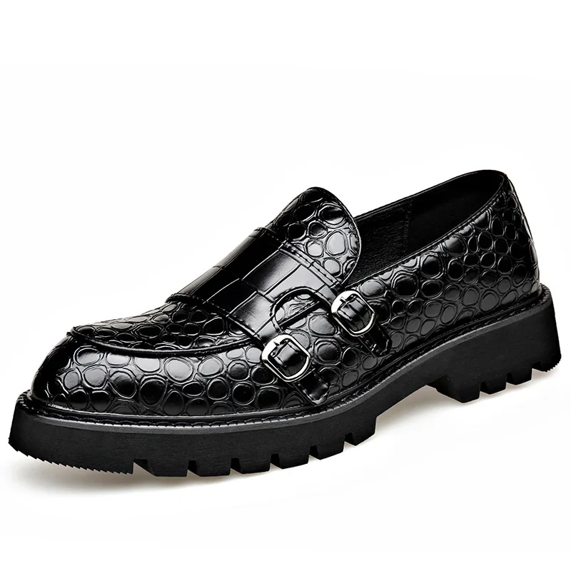 2023 frühling Herbst Neue Casual Leder Schuhe für Männer Dicken Sohlen Schnalle Designer Schuhe Männlichen Große Größe Business Kleid müßiggänger Mann