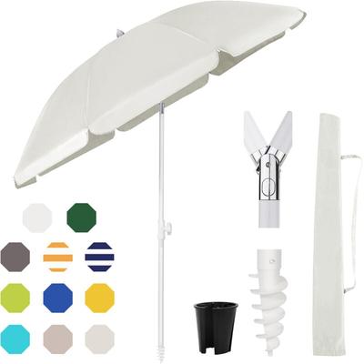 Sonnenschirm Ø160 cm Sonnenschirm UV50+ Balkonschirm mit Tragetasche und Bodenhülse, Graubeige Image