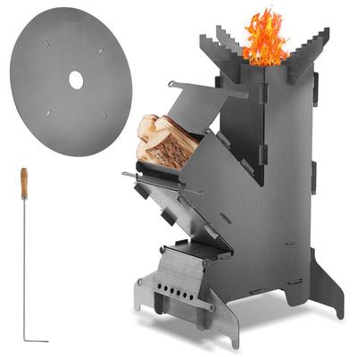 Hengda - Raketenofen mit Feuerstellen-Poker für Dutch Oven Campingkocher Rocket Stove Grillen Image