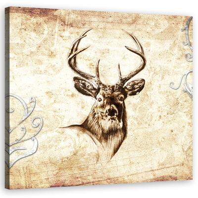 Bild auf Leinwand, Vintage Hirsch – 50x50 Image