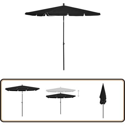 Vidaxl - Sonnenschirm mit Mast 210x140 cm Schwarz - Gartenschirm - Sonnenschutz - Terrasse Image