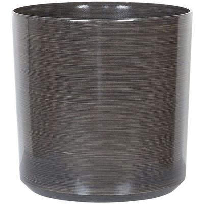 Beliani - Blumentopf Grau Lehm-Faser-Mischung ⌀ 43 cm Streifen Muster Glänzend Rund Zylinderform Image