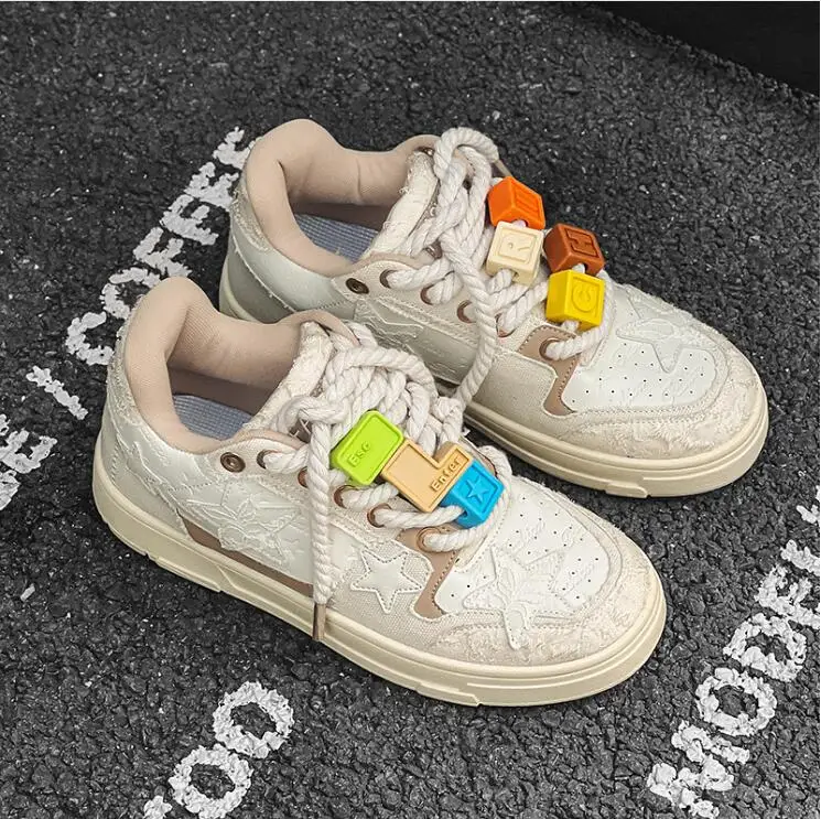 2025 Star Skateboard-Schuhe für Männer und Frauen, Frühlings-Retro-Turnschuhe mit dicken Sohlen, Paar-Freizeitschuhe, Tide-Damenschuhe in Größe 43, Größe