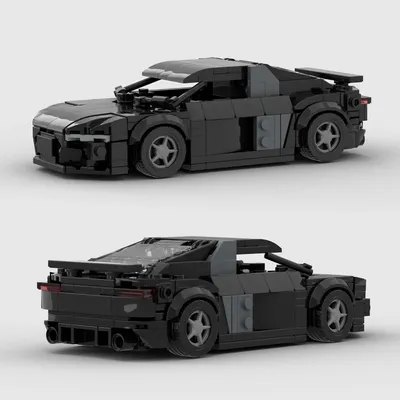 MOC Klassische Auto Stadt Geschwindigkeit Champions Super Rennen Kreative Schwarz Fahrzeug Modell Image