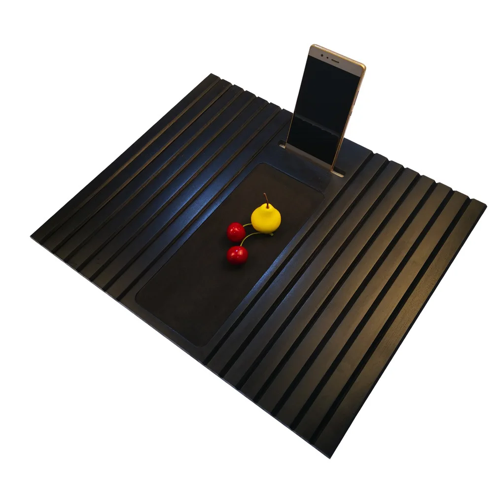 Sofa-Armtablett aus Bambusholz mit Telefonhalter, flexibles Sofa-Tablett, Couch-Arm-Tisch, perfekt für Getränke, Snacks, Fernbedienung