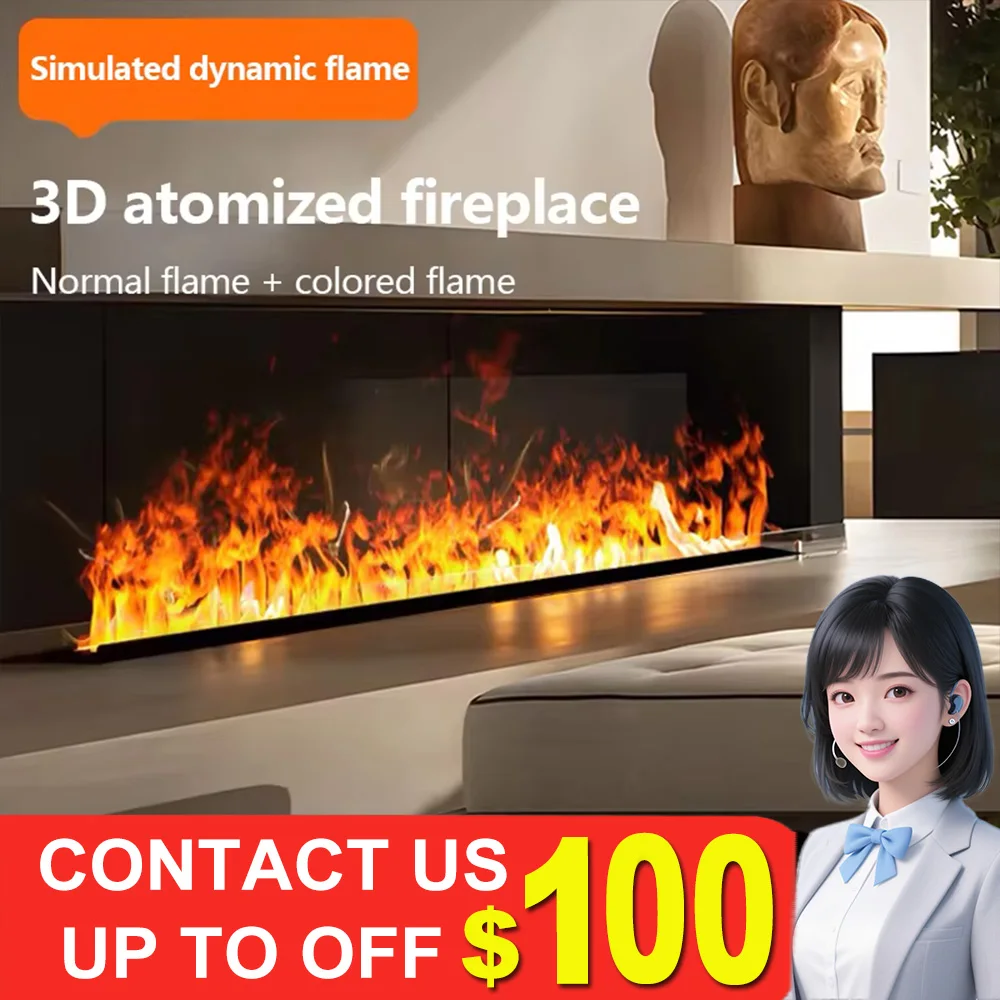 Smart Home 3D Kamin Wasser Dampf Luftbefeuchter LED Dekorative Flamme TV Wand Sound Von Brennholz Rissigen Dampf Elektrische Kamin